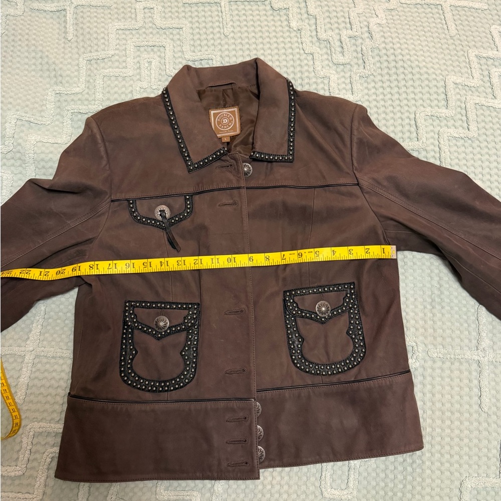 Double D Ranch Dark Brown Leather Stud-Trim Jacket - Picture 5 of 6